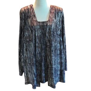 80s Dressbarn 2X Black Silver Gold Metallic Stretch Evening Jacket Attached Tank